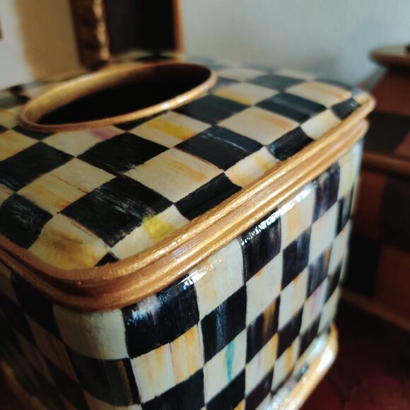 Tissue Box Cover Holder Courtly Check Whimsical Designer Inspired Heavy Decor - Picture 6 of 8